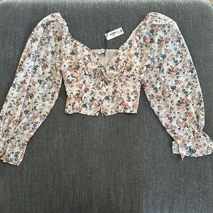 Balloon Sleeve Floral Blouse